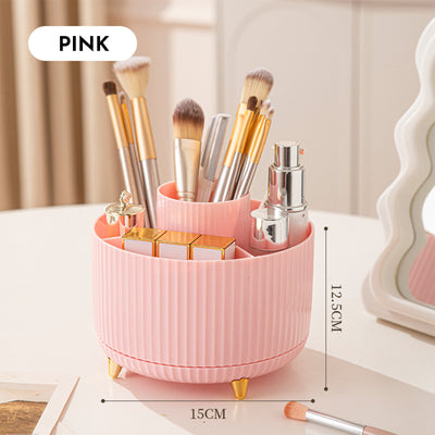 360 Rotating Makeup Brush Holder & Organizer  Countertop Storage For Cosmetics & Skincare 8 Colors